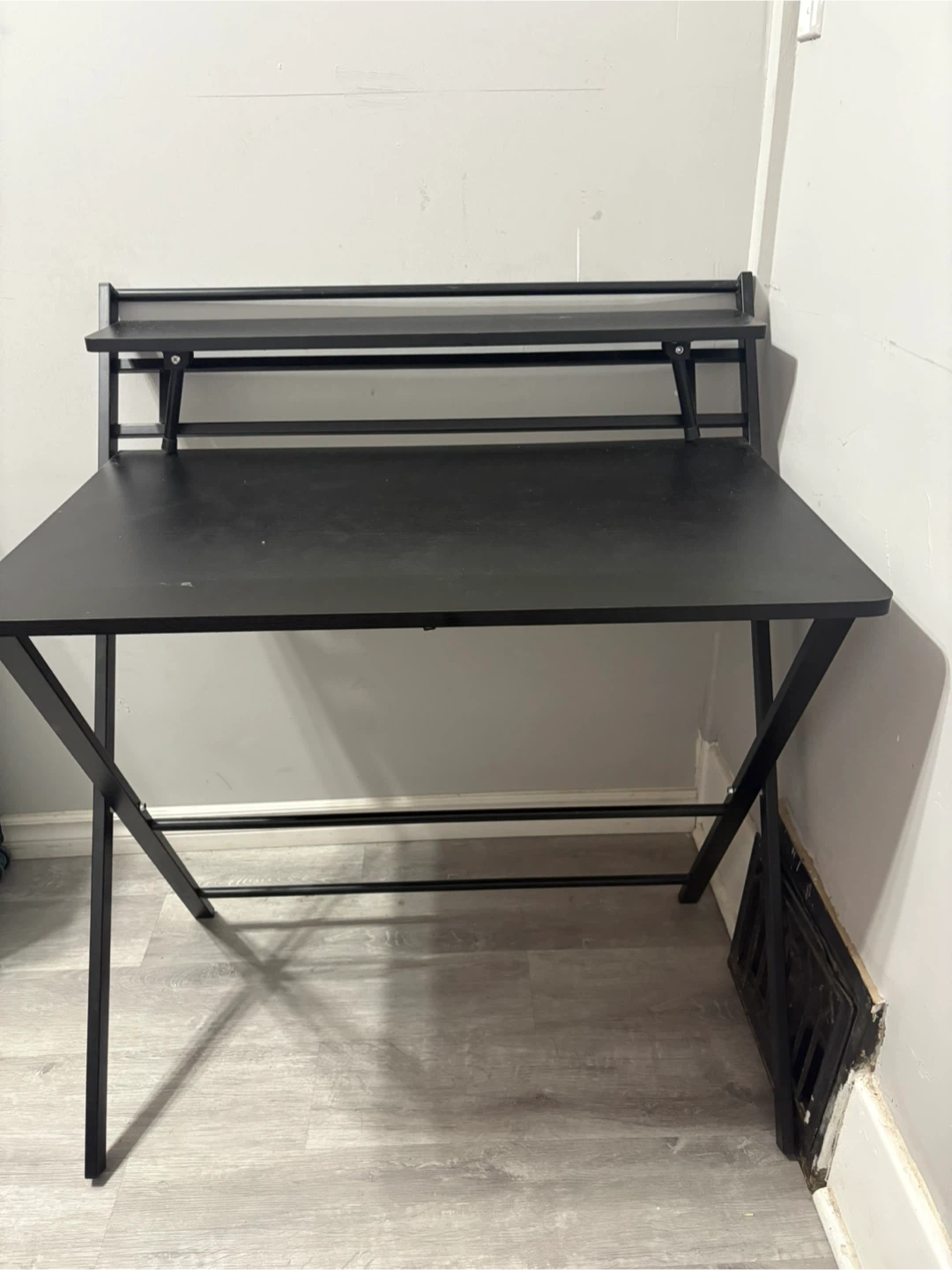 Black Folding Desk with Shelf