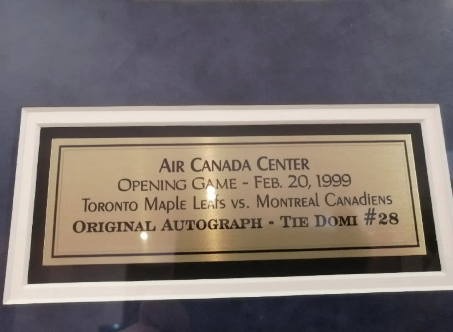 Framed Tie Domi Autographed Air Canada Centre Photo image indicator(2)