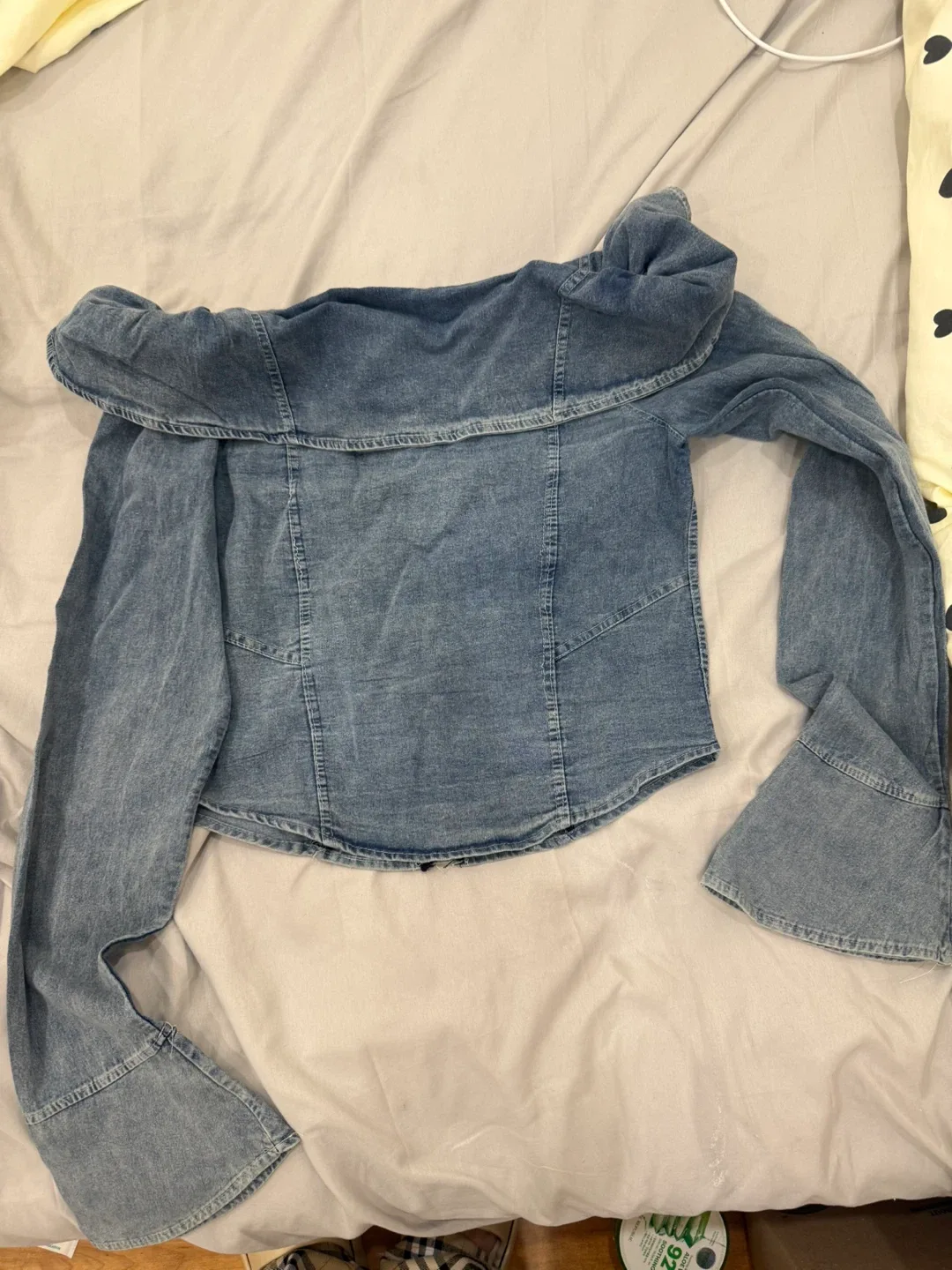 Denim Off-the-Shoulder Long Sleeve Top thumbnail