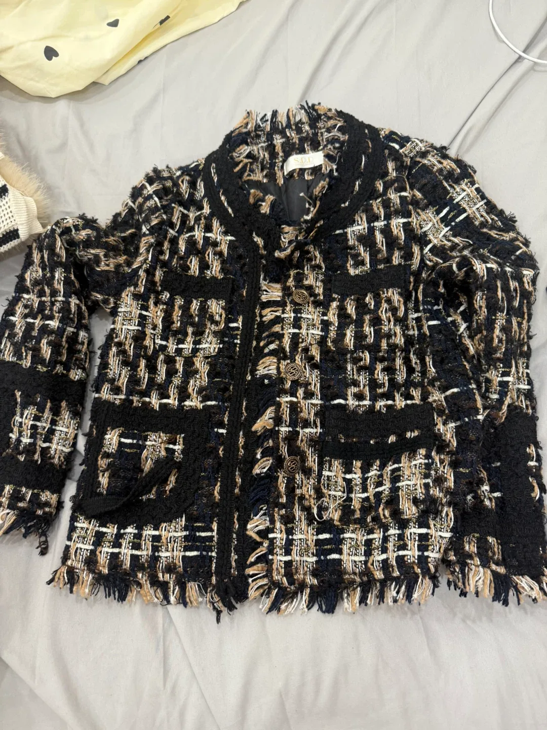 Tweed Jacket - Black, Beige, White thumbnail