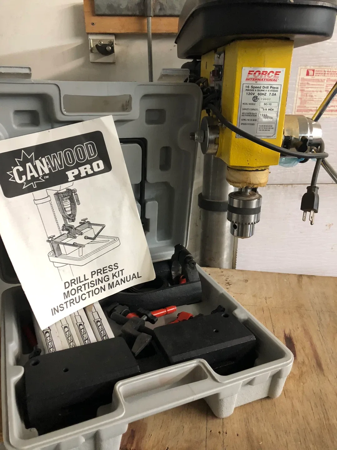 Drill Press Mortising Kit w manual -excellent condition image indicator(7)