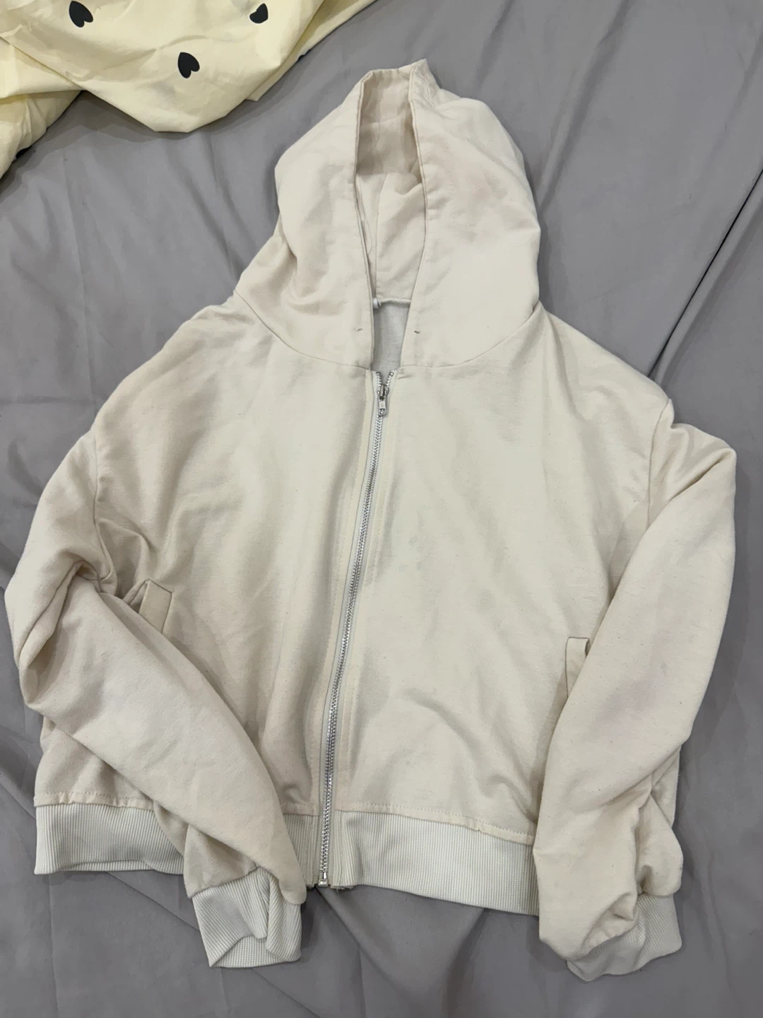 Beige Zip-Up Hoodie