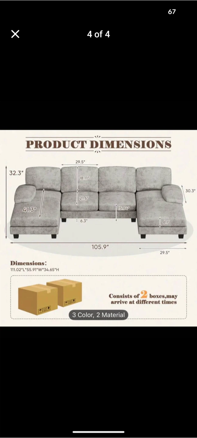 Gray Sectional Couch - photo 2
