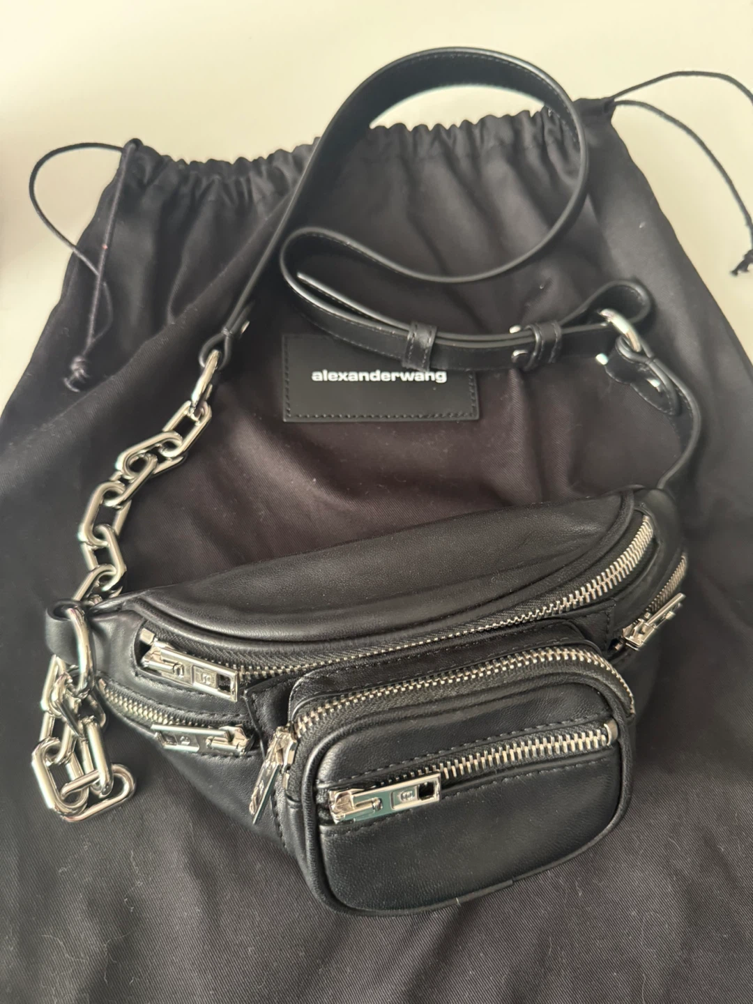 Alexander Wang Black Leather Fanny Pack