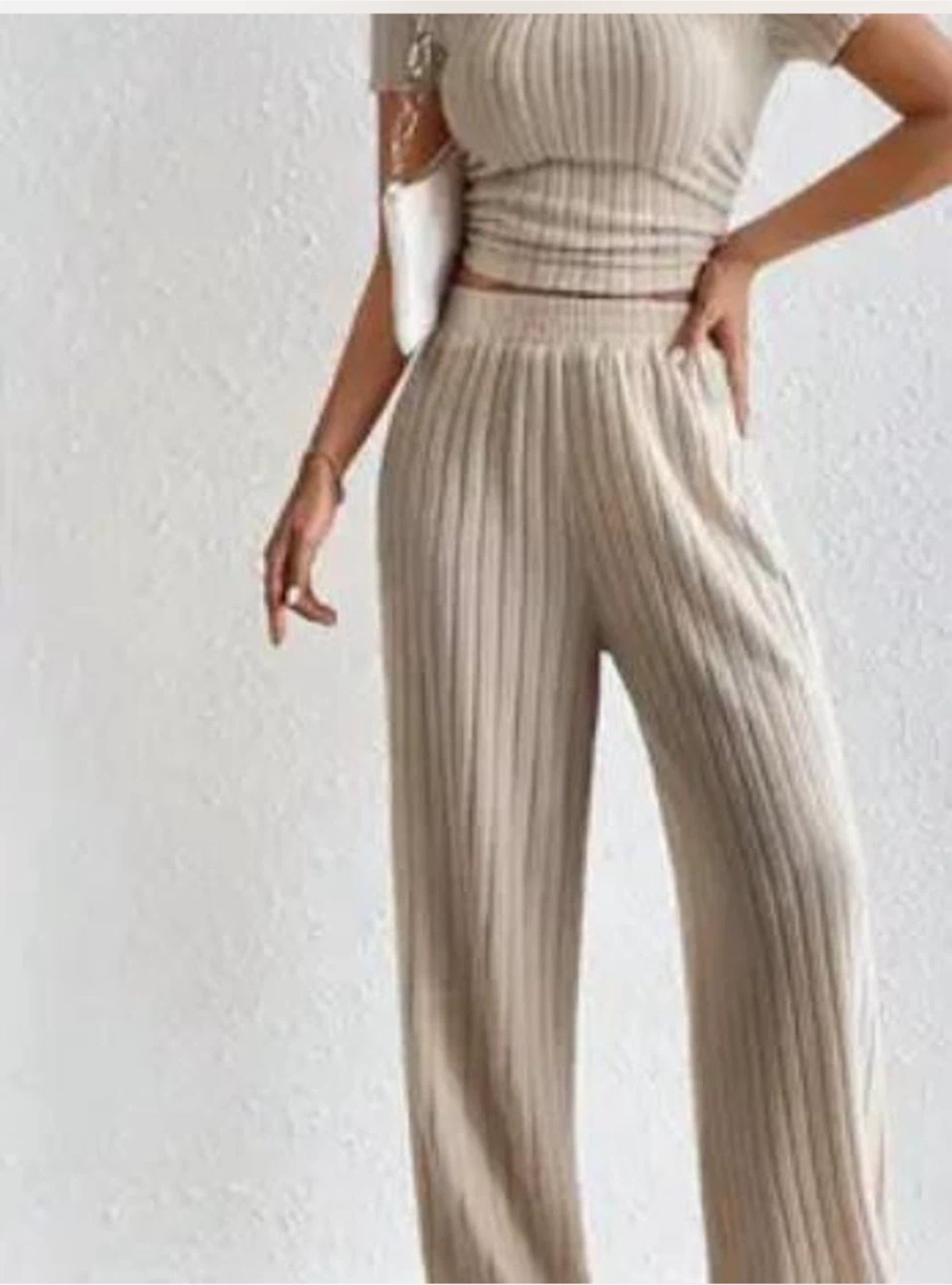 Beige Knit Two-Piece Set