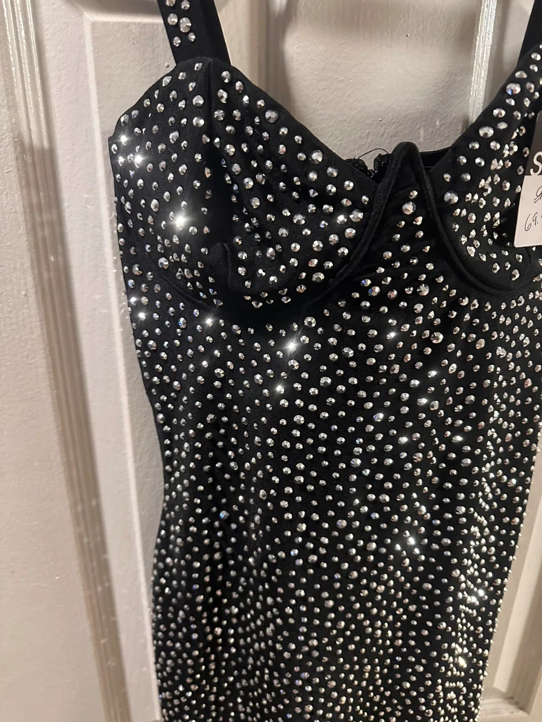 Sale Black Mini Dress with Rhinestones image indicator(3)