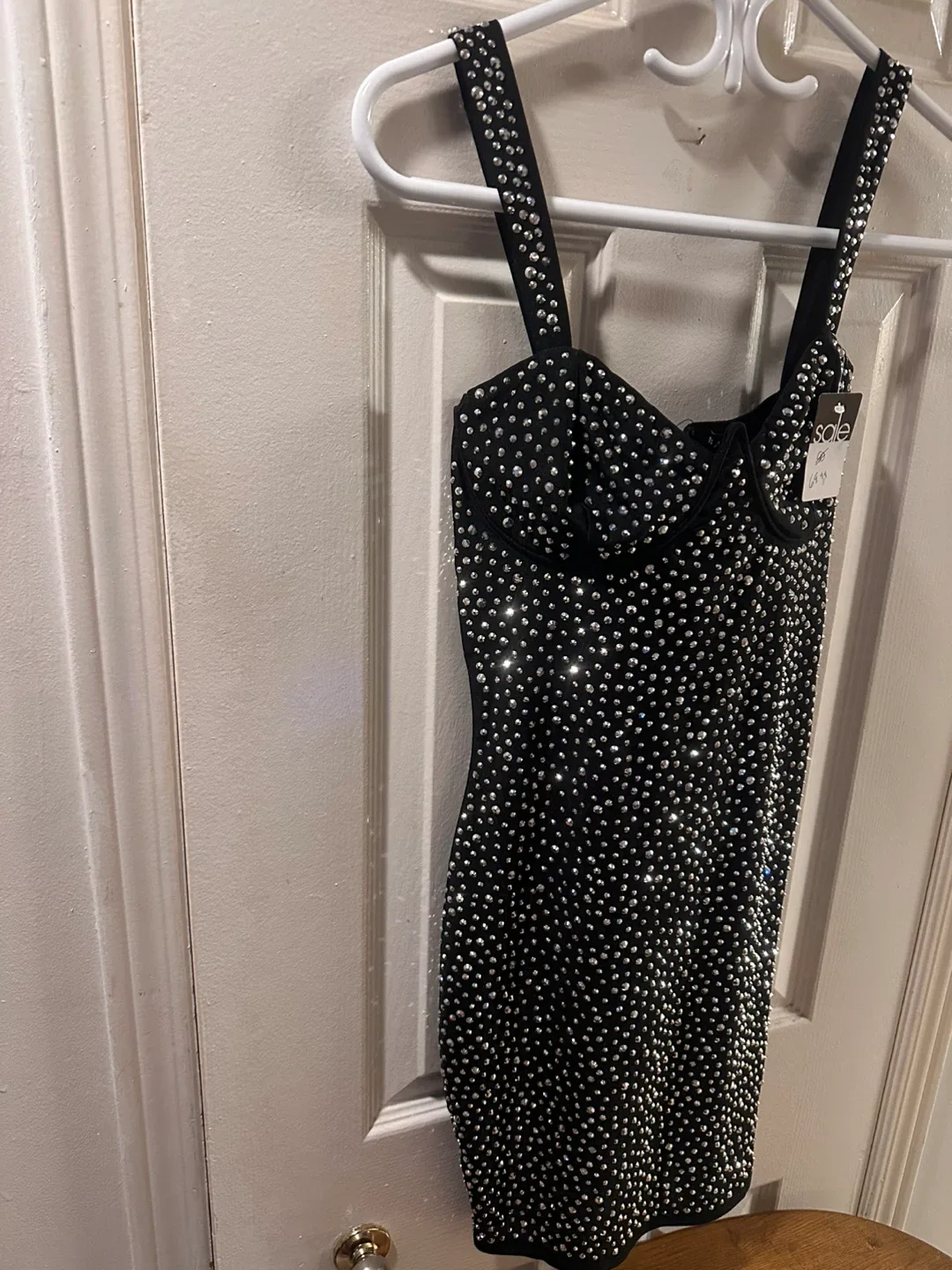 Sale Black Mini Dress with Rhinestones image indicator(4)