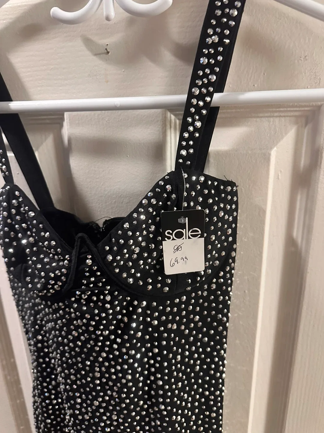 Sale Black Mini Dress with Rhinestones image indicator(2)