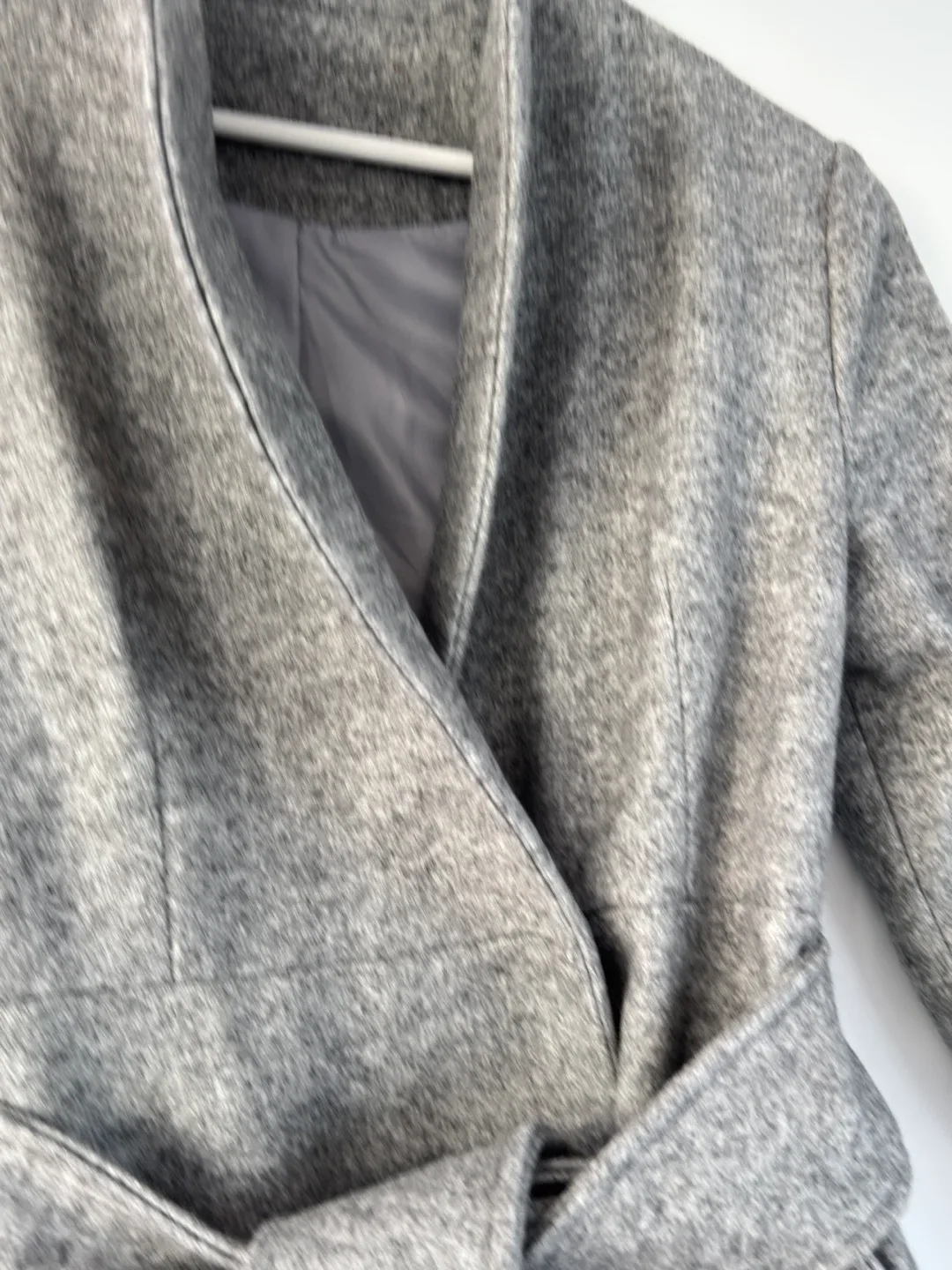 Grey Wool Blend Wrap Coat image indicator(4)