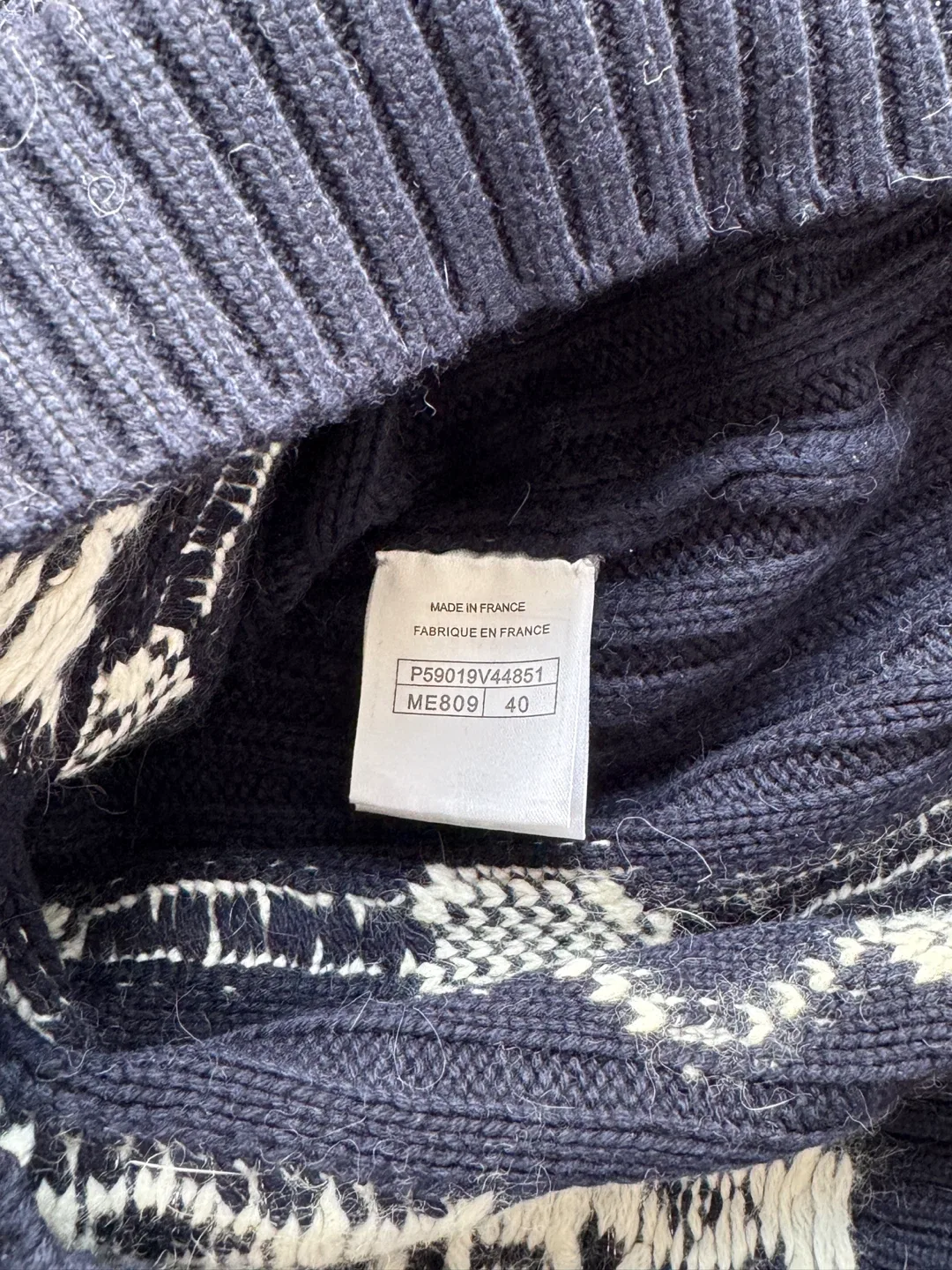 Chanel Blue & White Knit Sweater, Size 40 image indicator(3)