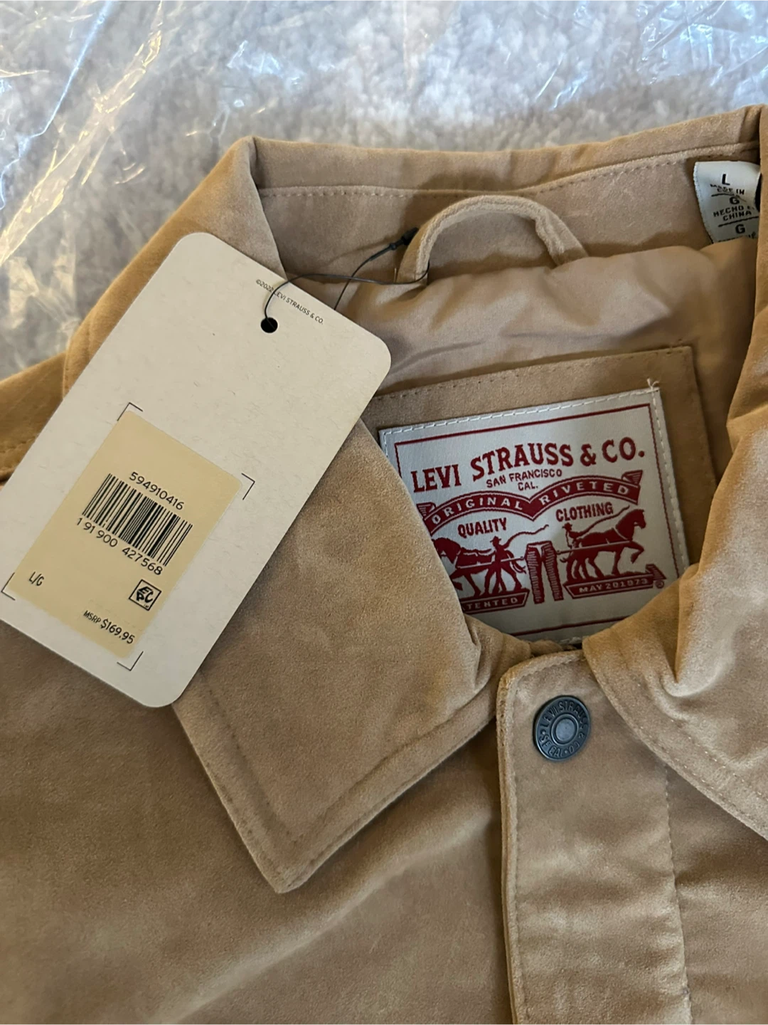 Levi's Suede Trucker Jacket For Men - Size L - Brand New - photo 2