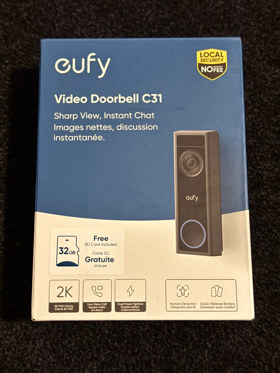(New) eufy Video Doorbell C31, 2K FHD, Battery/Hardwire