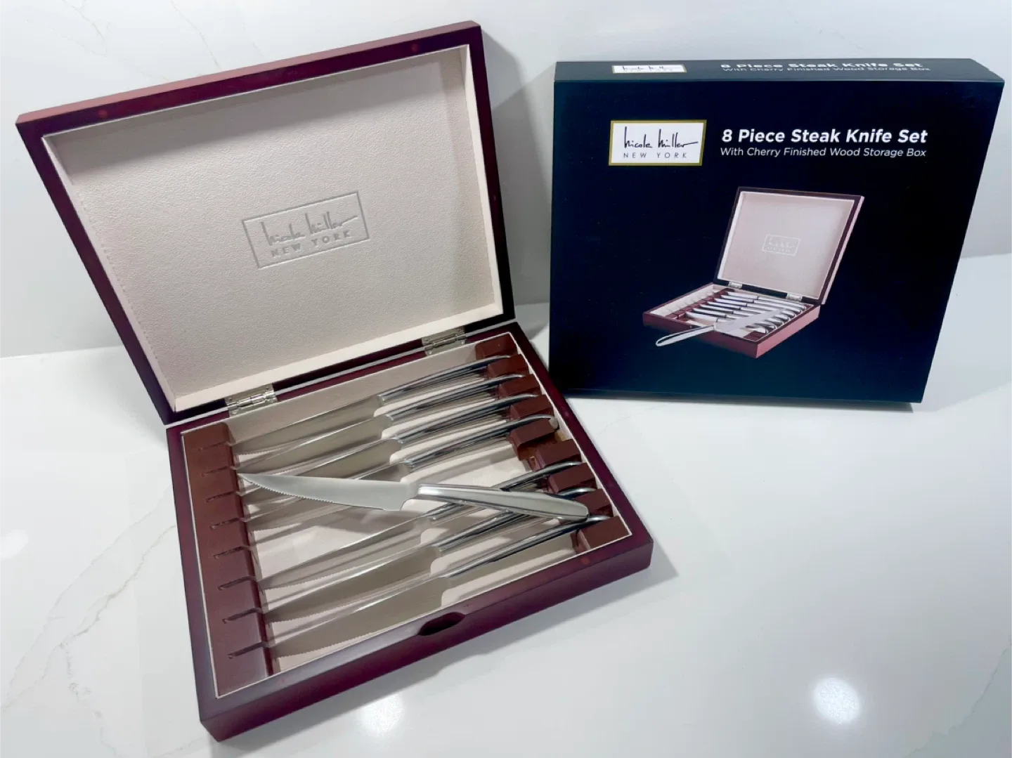 Nicole Miller 8-Piece Stainless Steel Steak Knife Set w Box image indicator(2)