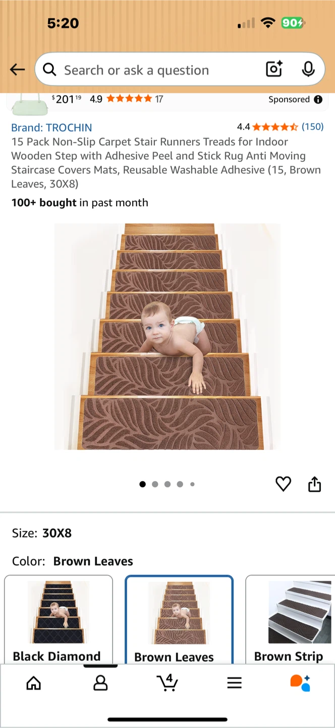 TROCHIN Non-Slip Stair Treads - Brown Leaves (15 Pack) - photo 5