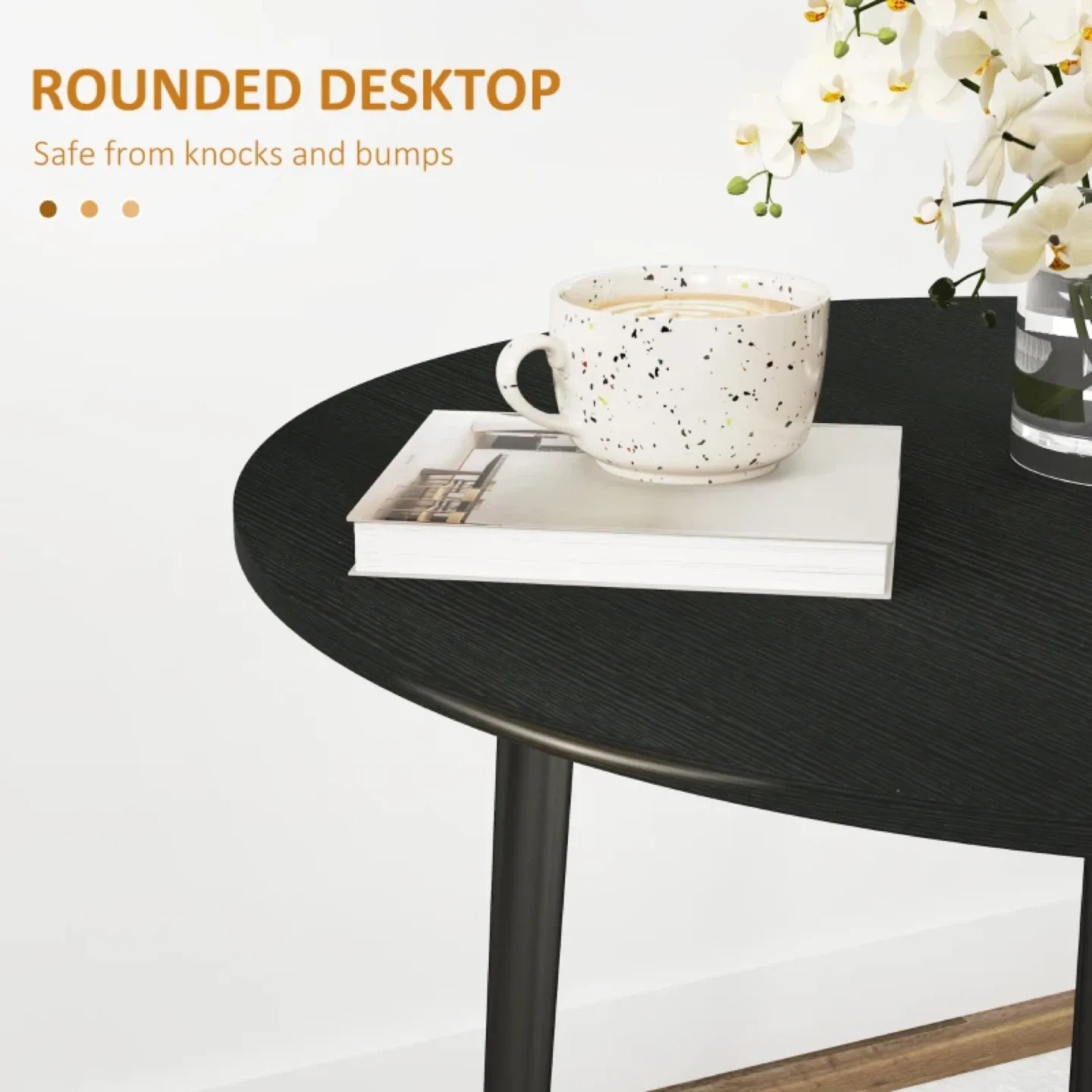 HOMCOM Folding Dining Table, Round Drop Leaf Kitchen image indicator(7)