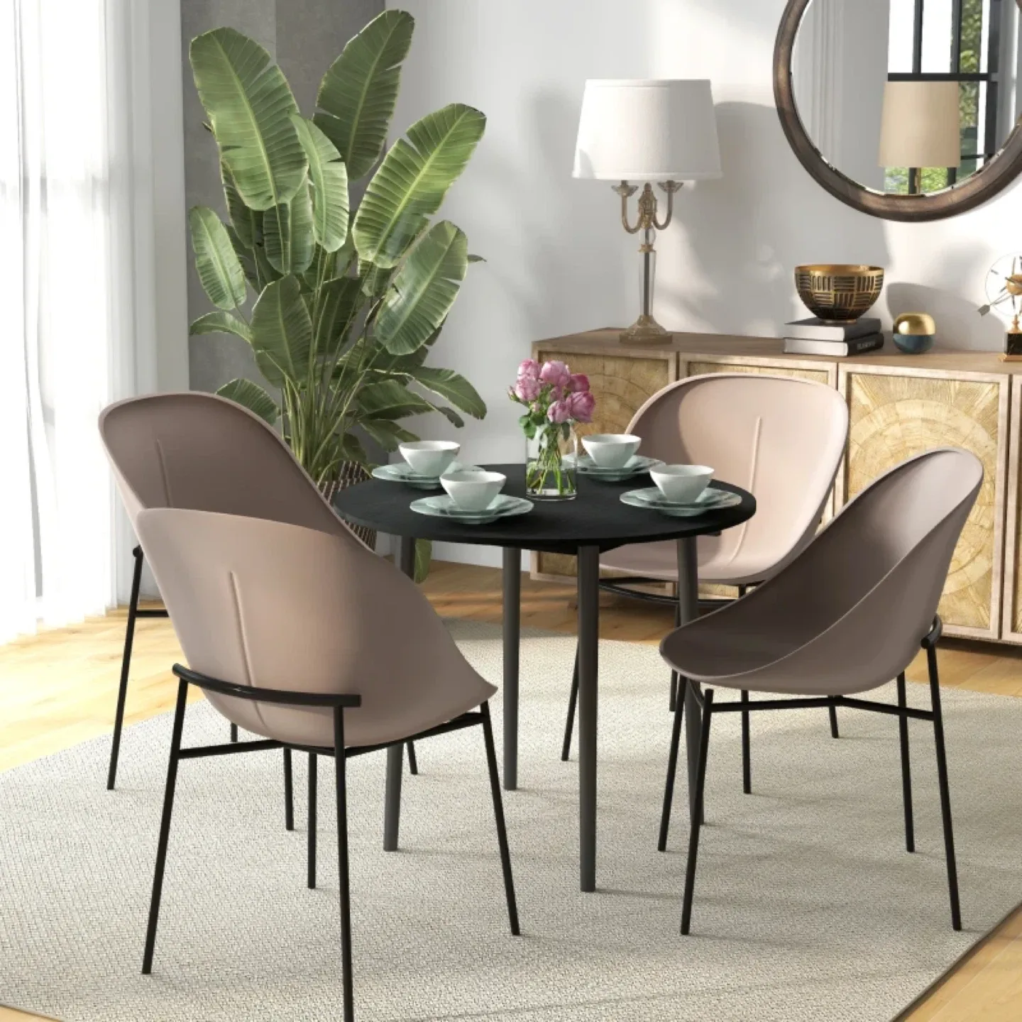 HOMCOM Folding Dining Table, Round Drop Leaf Kitchen image indicator(8)