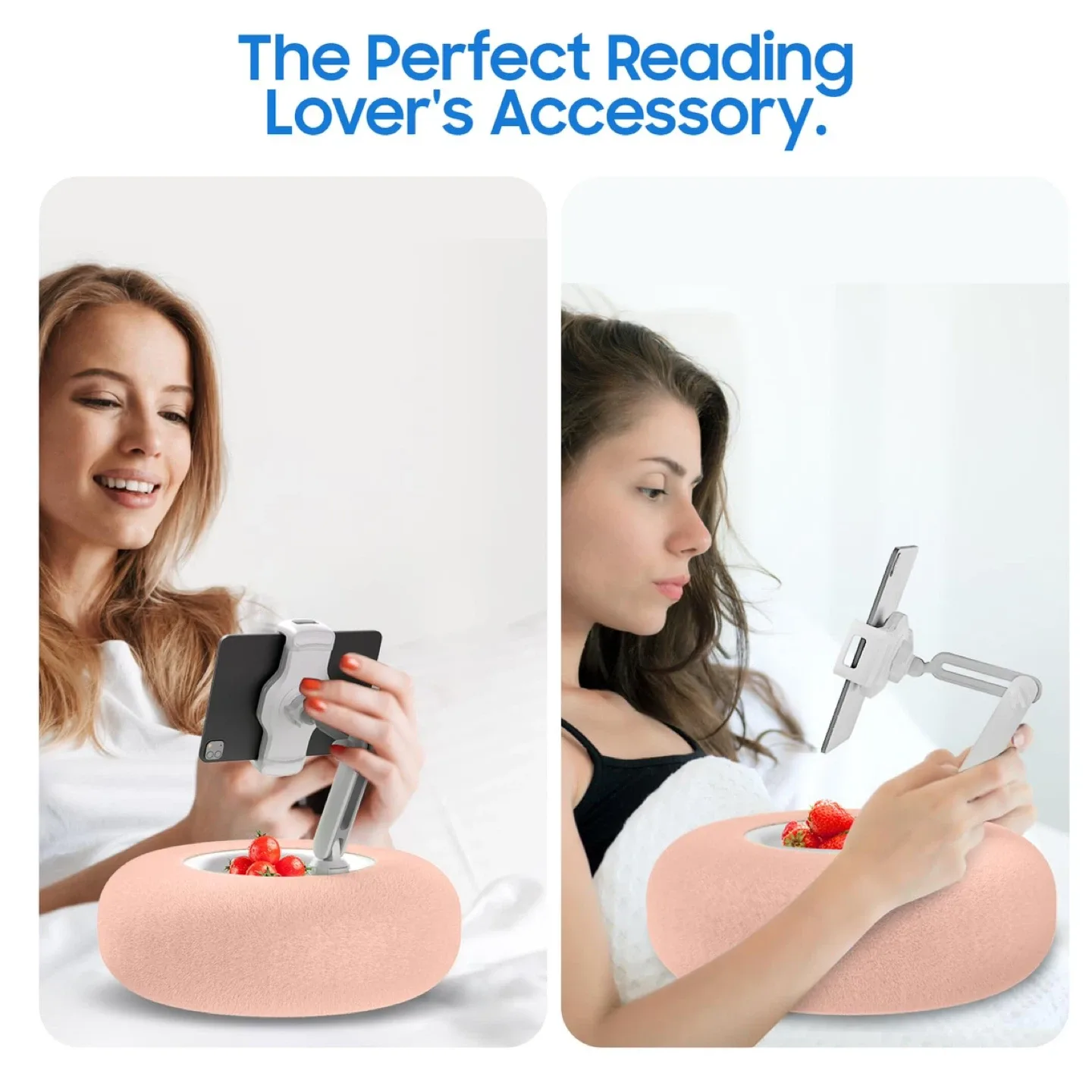 Kindle Tablet iPad Pillow Stand Holder w Snack Bowl for Lap image indicator(2)