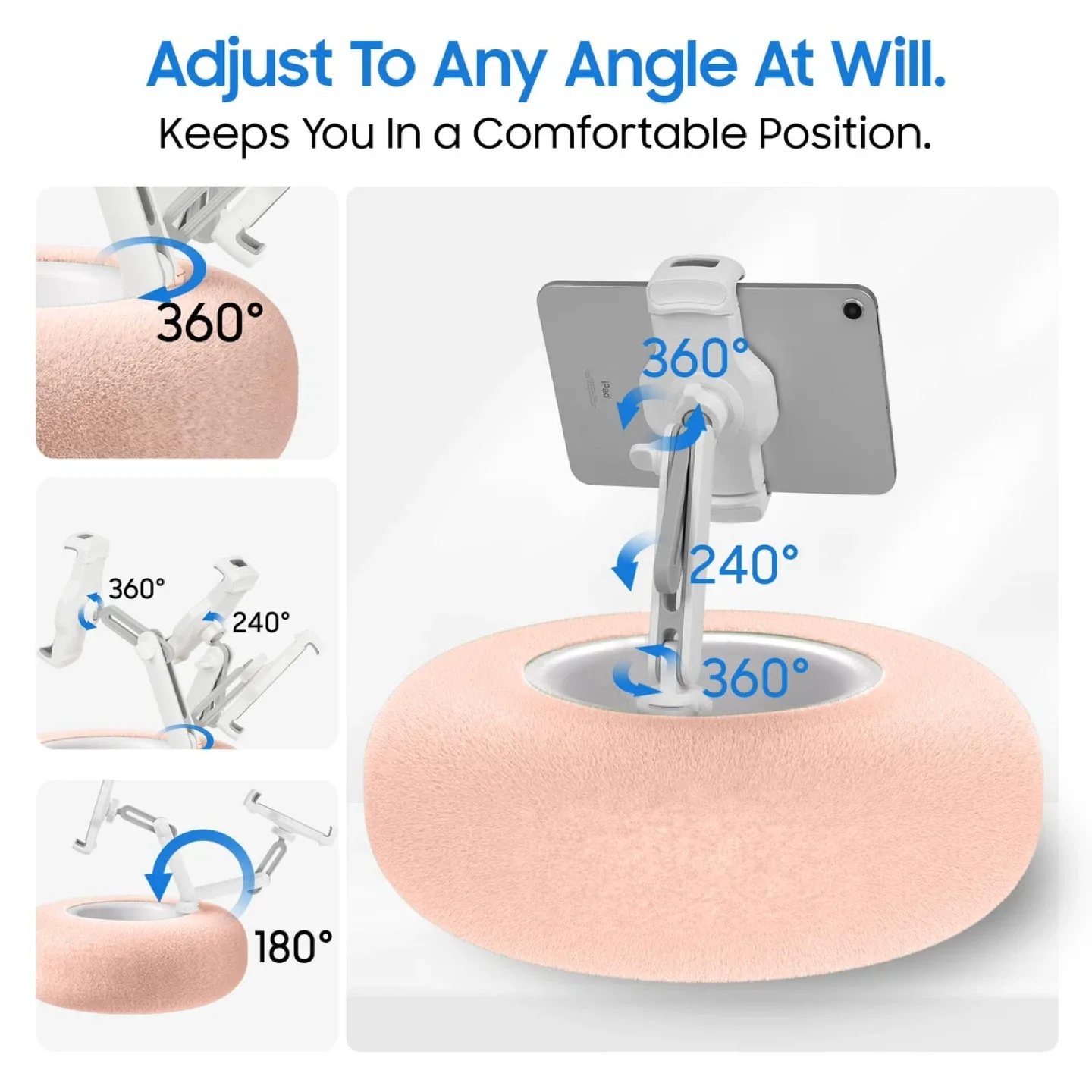 Kindle Tablet iPad Pillow Stand Holder w Snack Bowl for Lap image indicator(5)