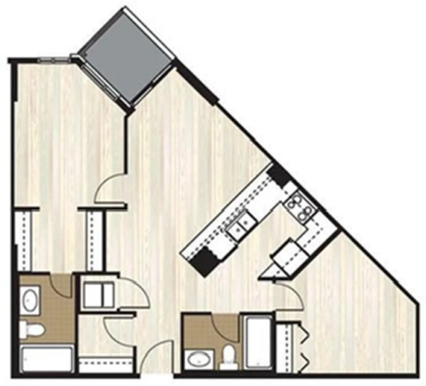 1 Bdr in 2Bdr 2bath apartment image indicator(7)