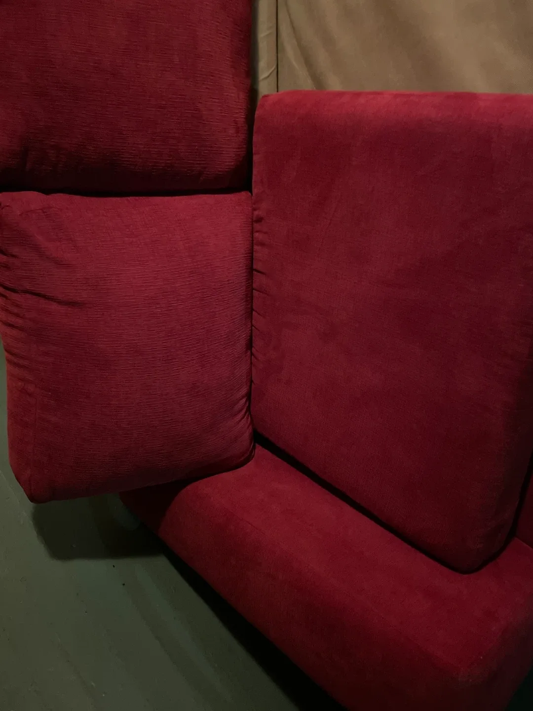 Red Corduroy 3 seater couch thumbnail