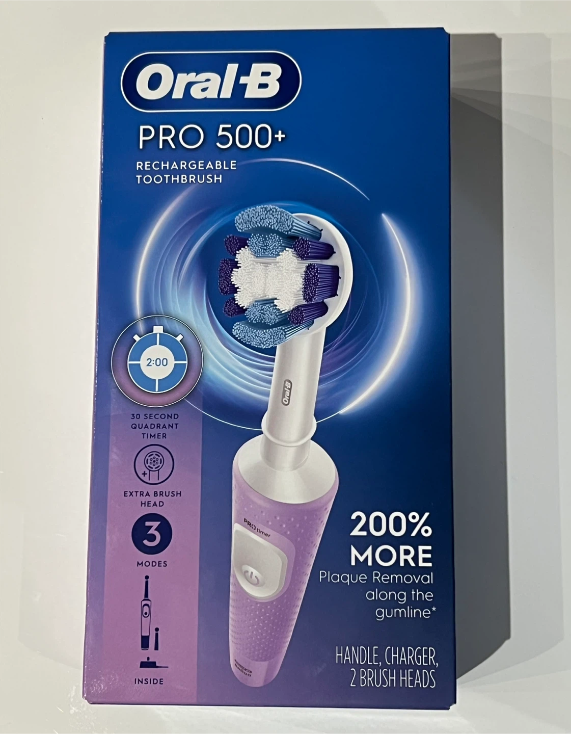 Oral-B Pro 500+ Lilac Rechargeable Toothbrush - New!