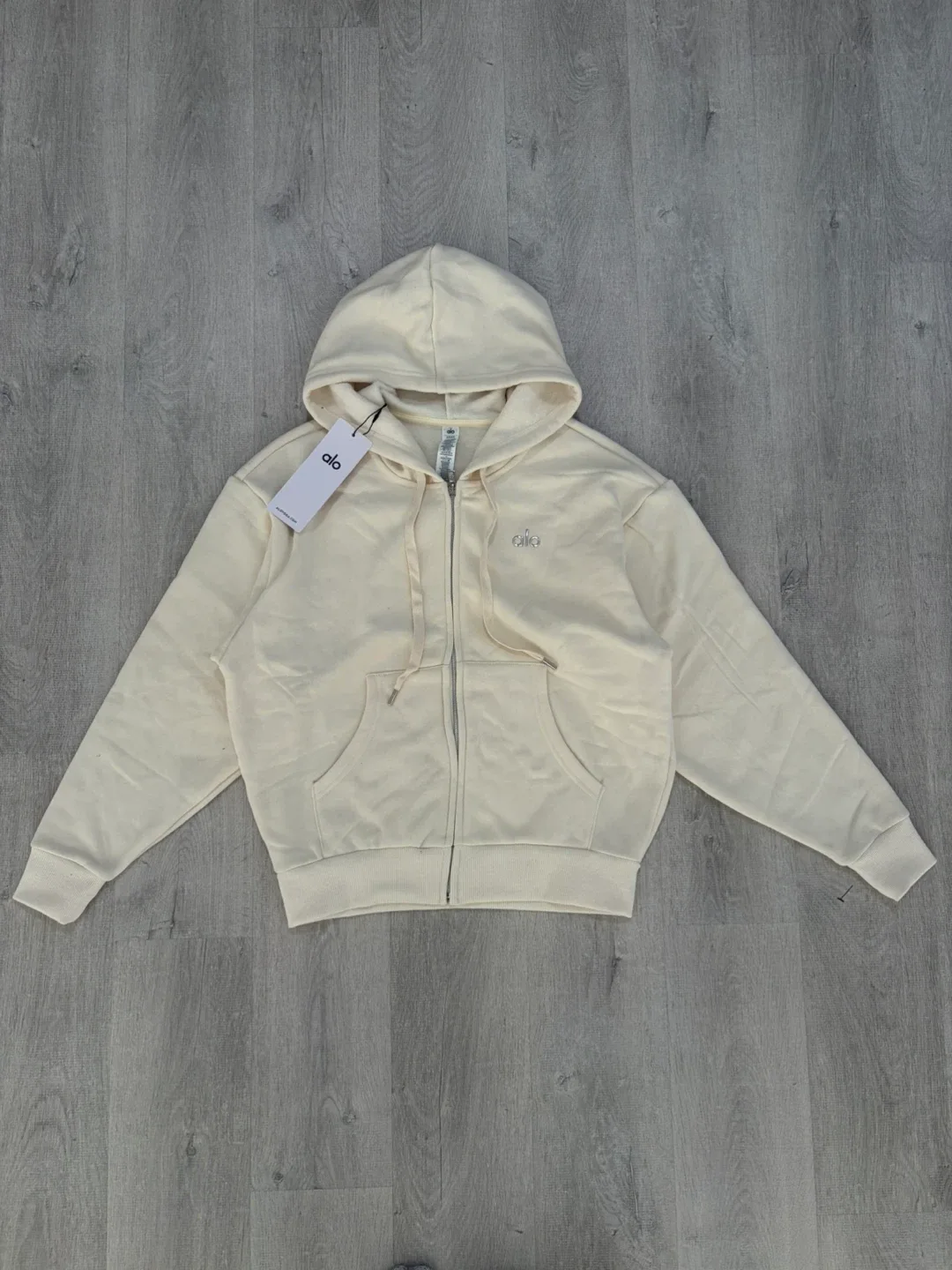 ALO Accolade Full Zip Hoodie - Oatmilk, Small thumbnail