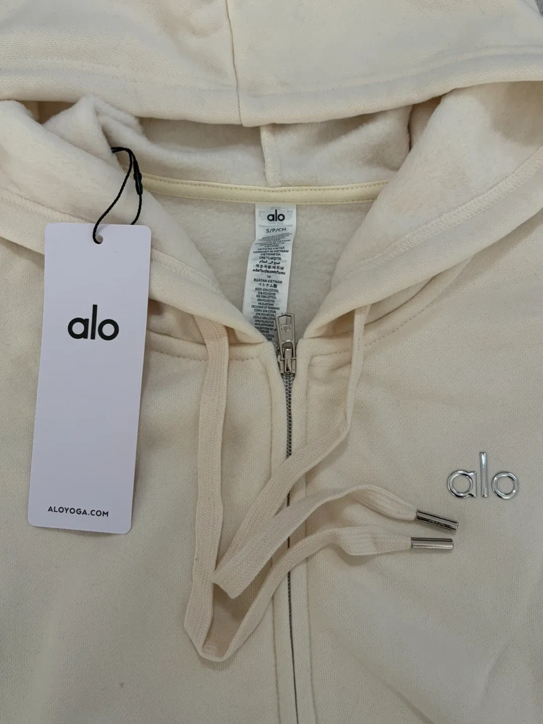 ALO Accolade Full Zip Hoodie - Oatmilk, Small image indicator(3)
