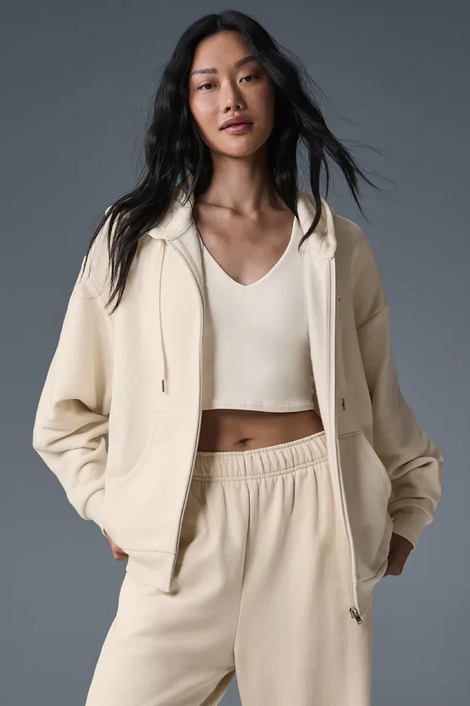 ALO Accolade Full Zip Hoodie - Oatmilk, Small image indicator(5)