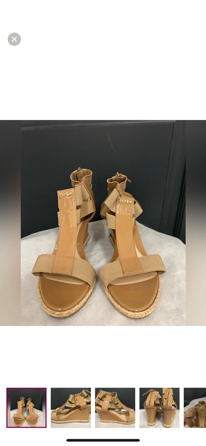 Fendi Beige Wedge Sandals