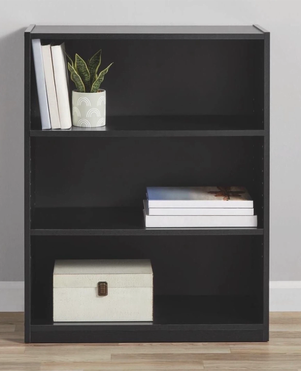 Black Bookcase with 3 Shelves