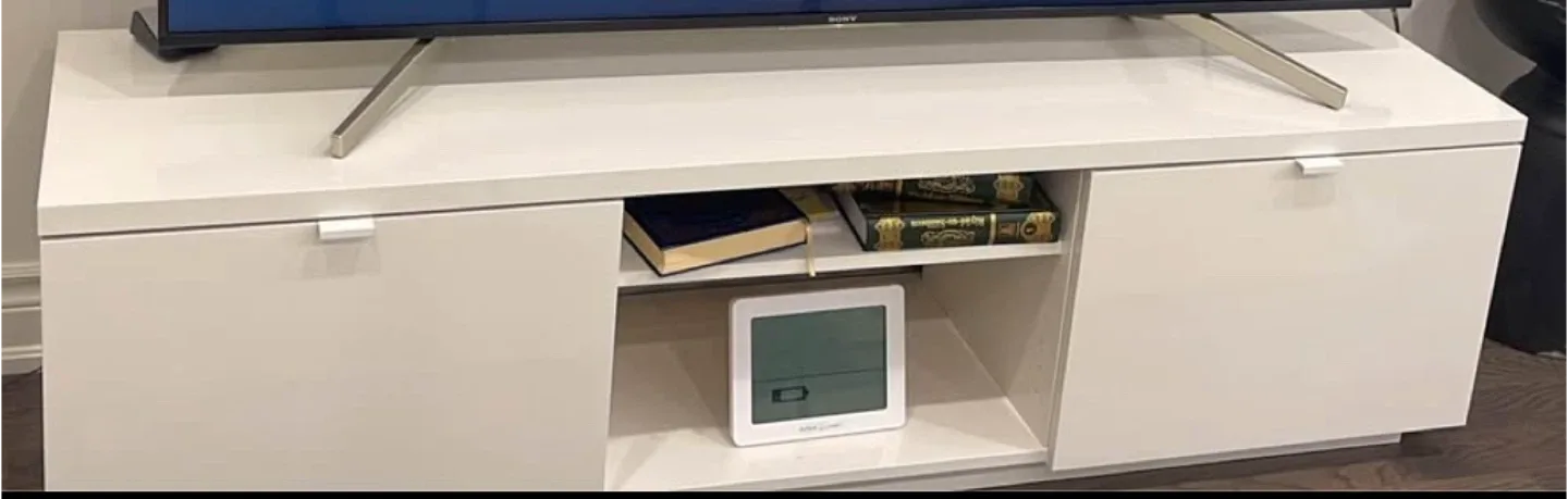 White TV Stand with Storage