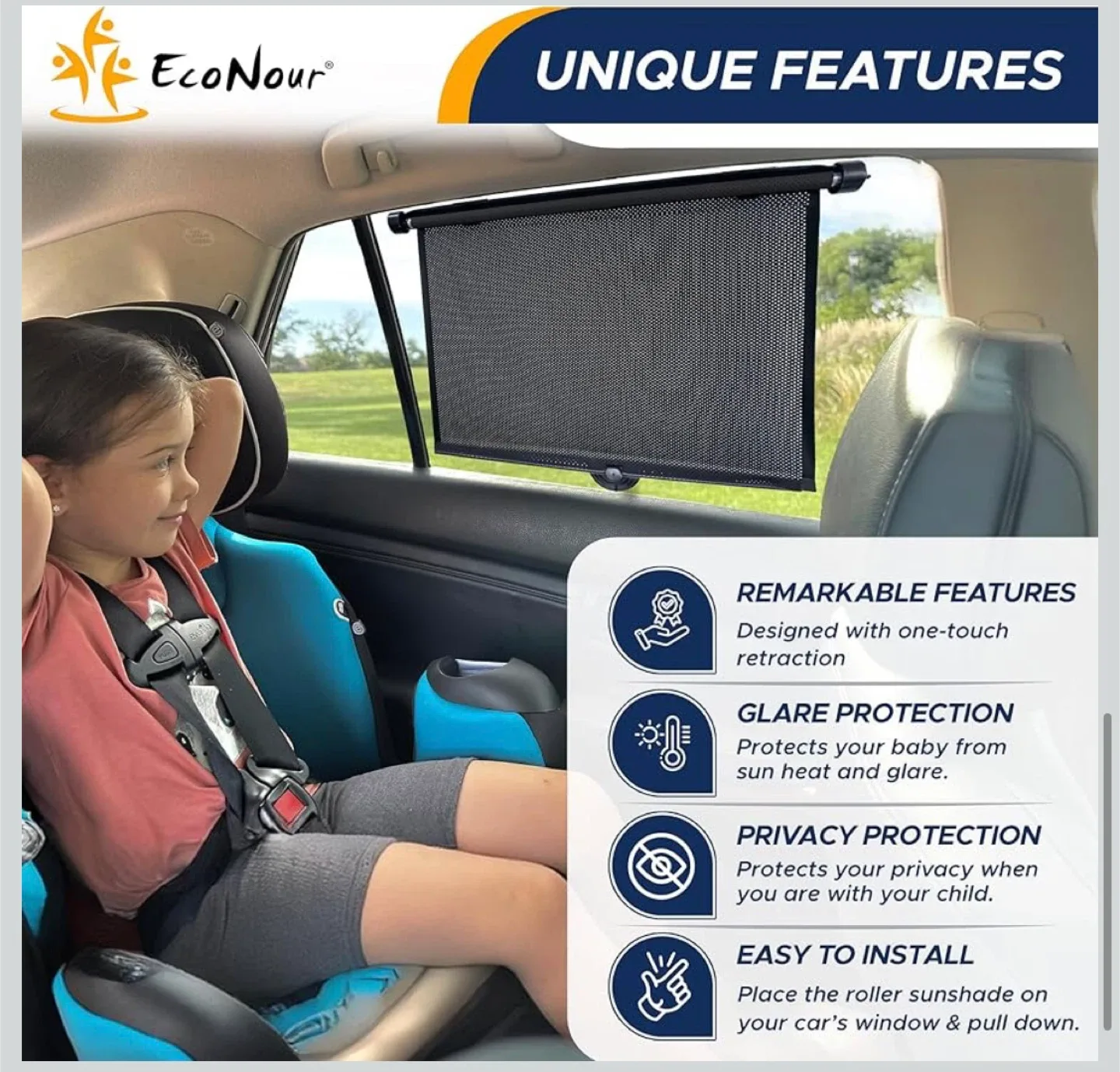Car Window Shades for Baby (2 Pack) Car Shades for Side Window image indicator(5)