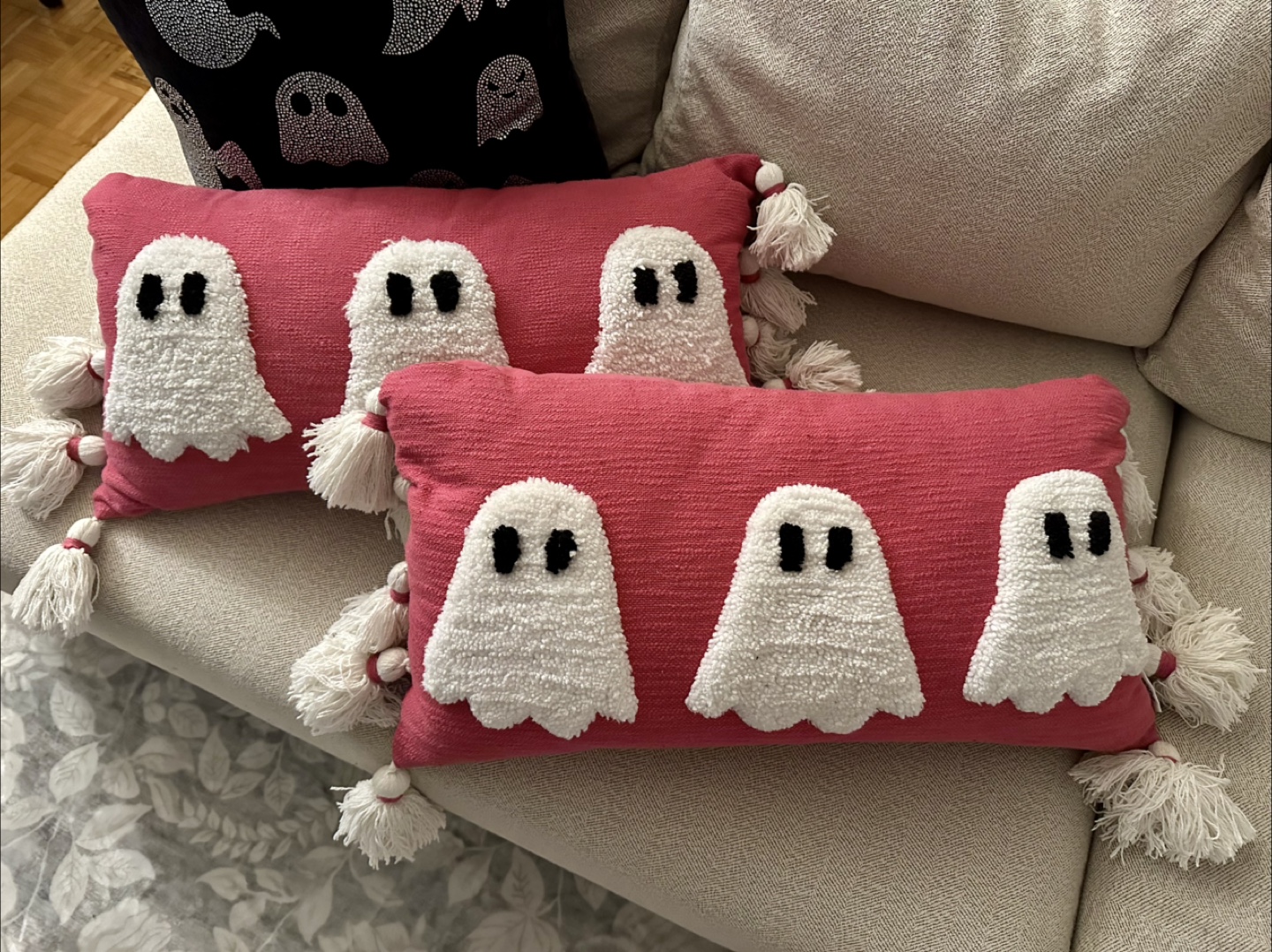 2 Large Ghost Pillows - Pink Halloween Decor