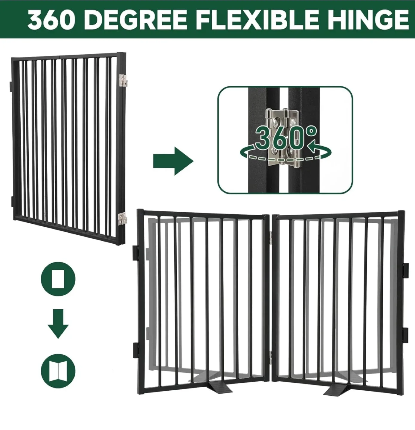Snagle Paw Metal Freestanding Dog Gate - Black image indicator(4)