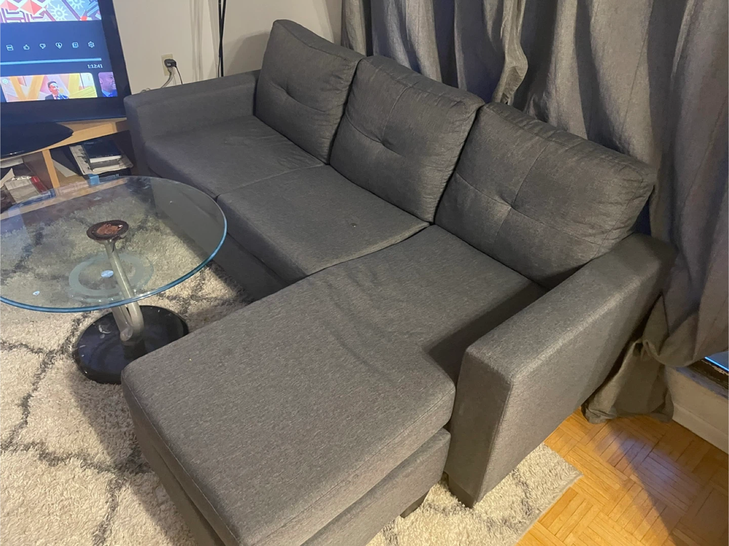 Grey sectional adjustable Sofa and Ottoman Set