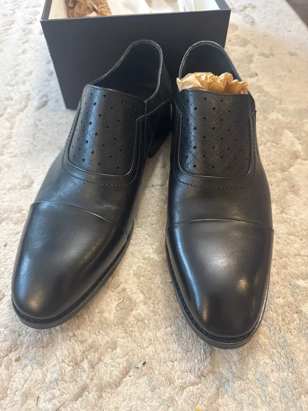 Cole Haan Men's Black Leather Slip-On Dress Shoes image indicator(2)