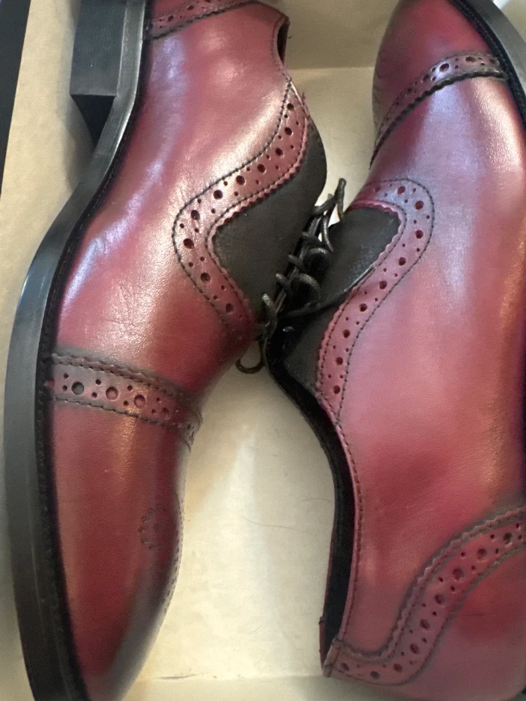 Burgundy Leather Wingtip Dress Shoes image indicator(3)