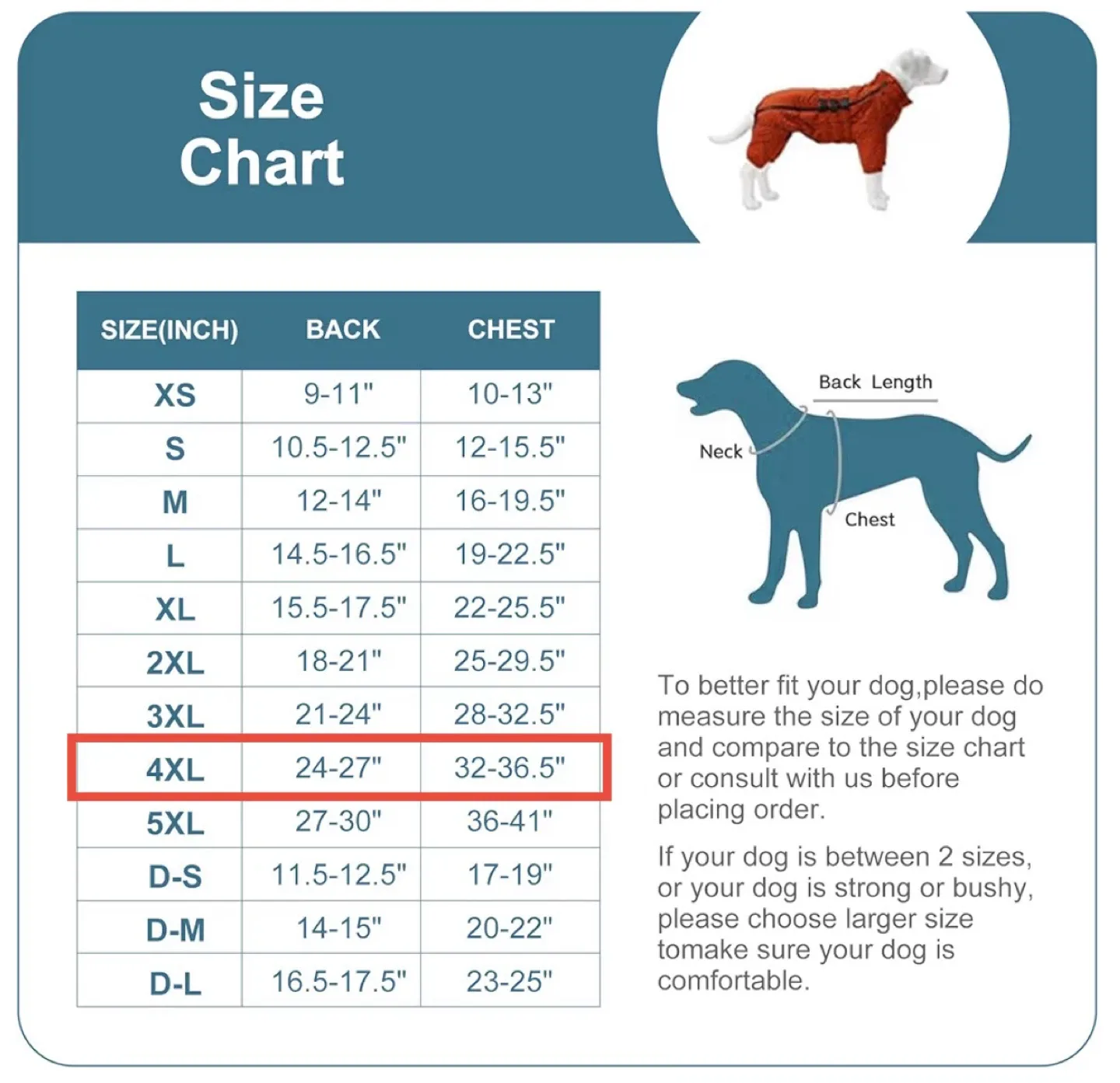 Brand New Warm Dog Coat - Orange (4XL) image indicator(2)