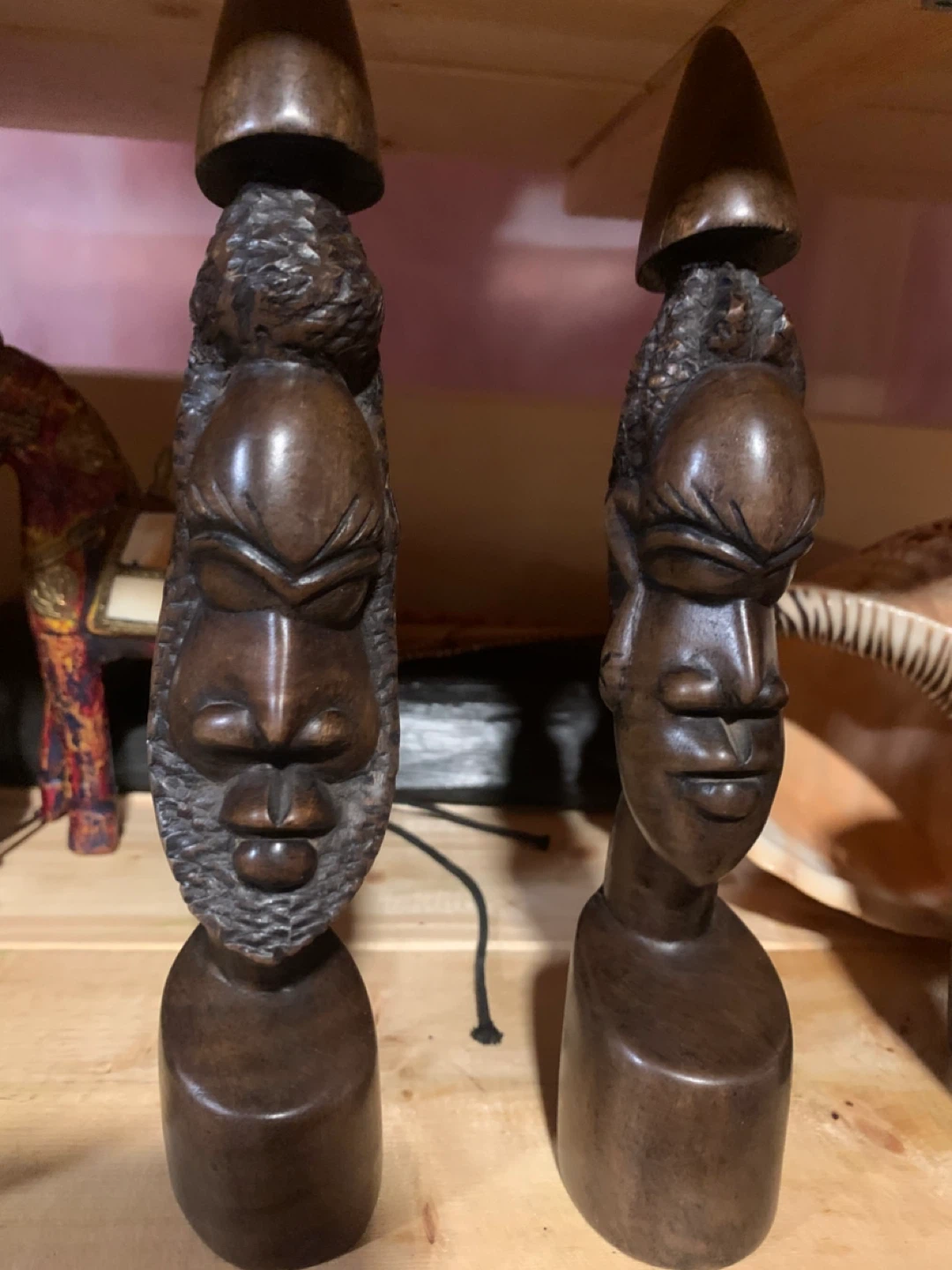 African Wood Carved Statues - Pair - photo 2