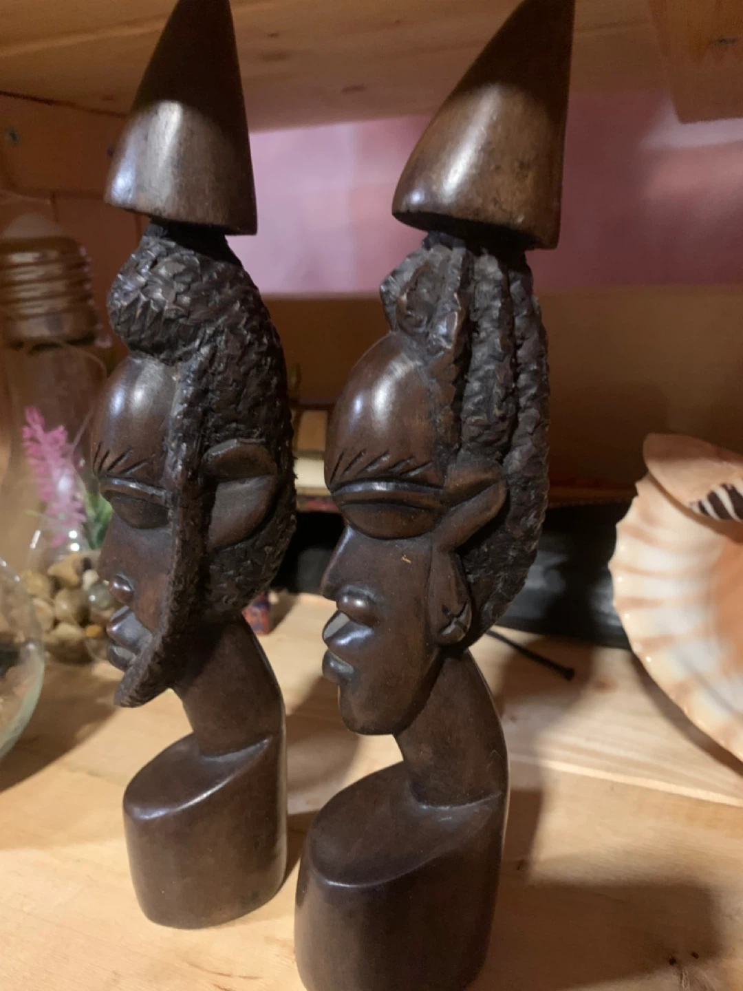 African Wood Carved Statues - Pair