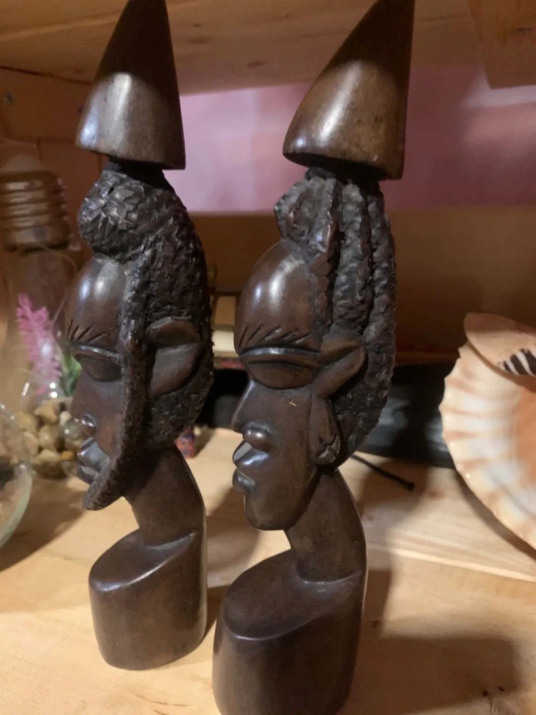 African Wood Carved Statues - Pair thumbnail