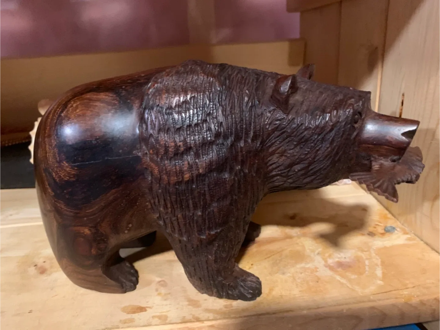 Carved Wooden Bear Figurine thumbnail