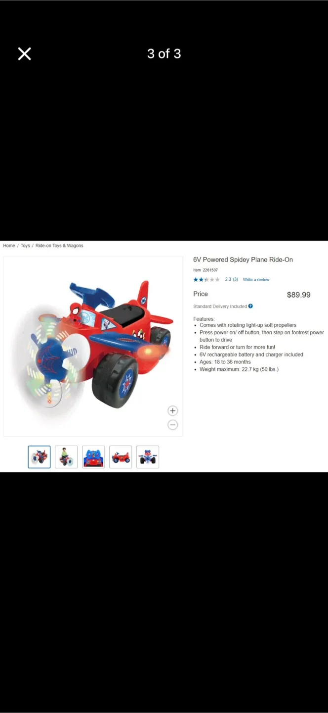 Spiderman Ride-On Airplane Toy image indicator(3)