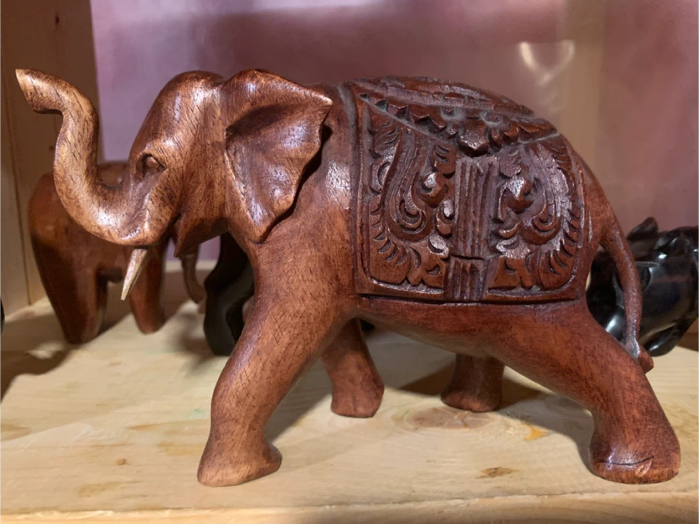 Wooden Elephant Figurine