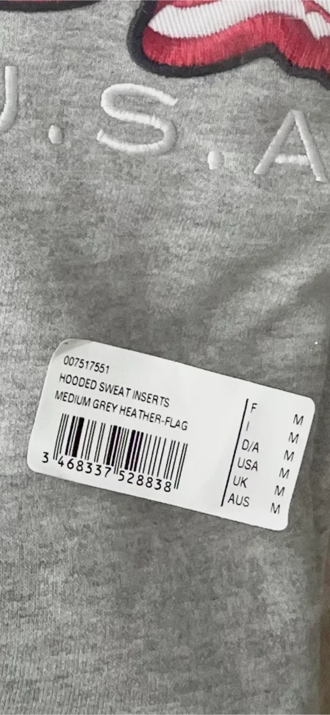 Arena - Adult Hoodie Sweatshirt, Grey w USA Flag, Unisex, Medium image indicator(9)