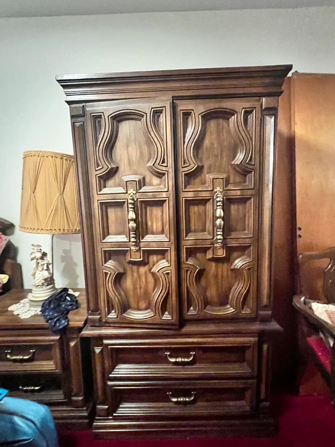 Vintage Dark Wood Armoire image indicator(2)