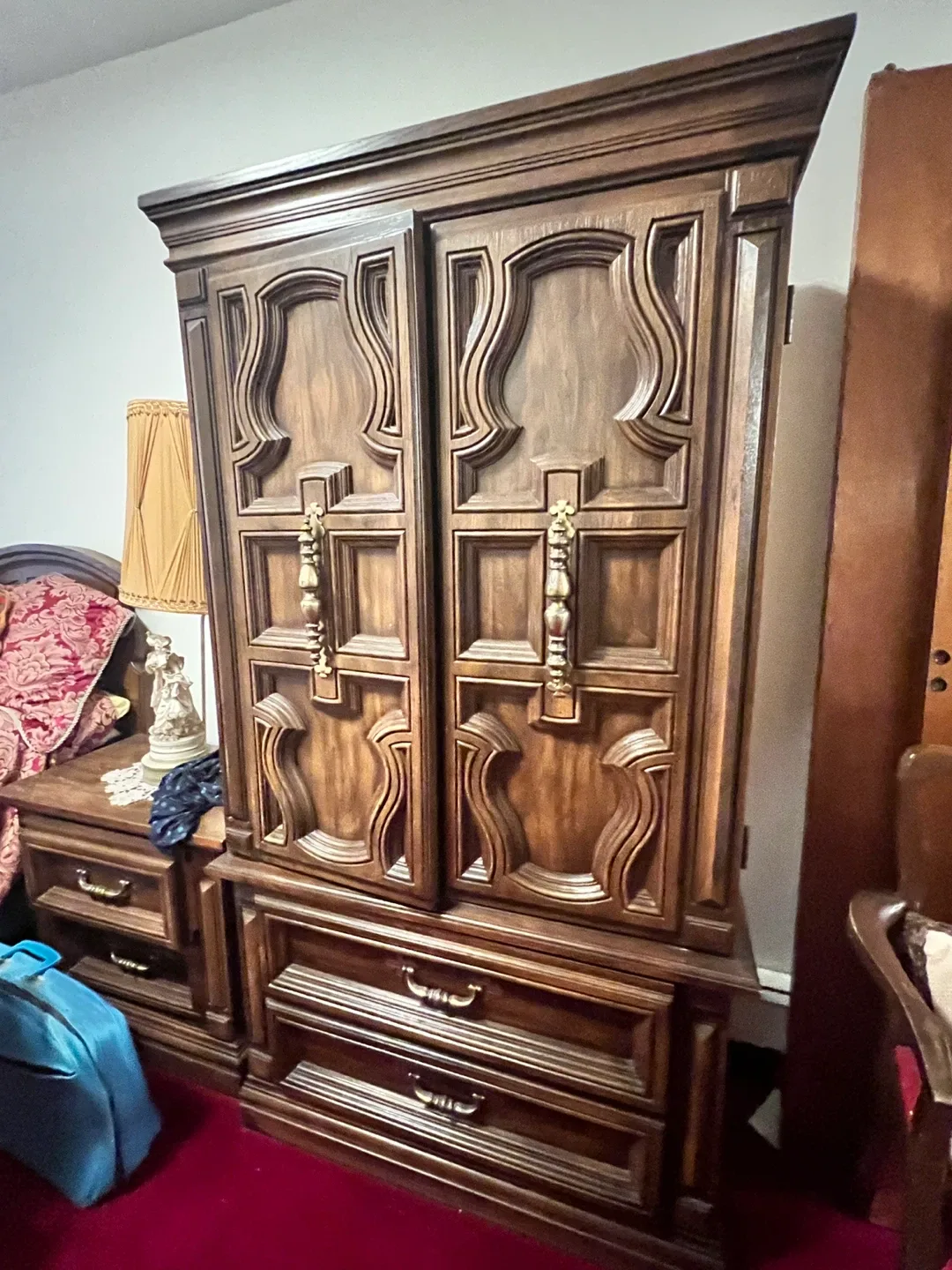 Vintage Dark Wood Armoire thumbnail