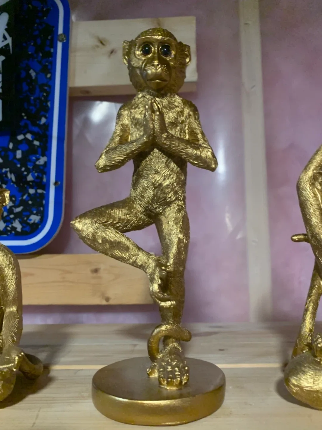 Golden Yoga Monkey Figurine thumbnail