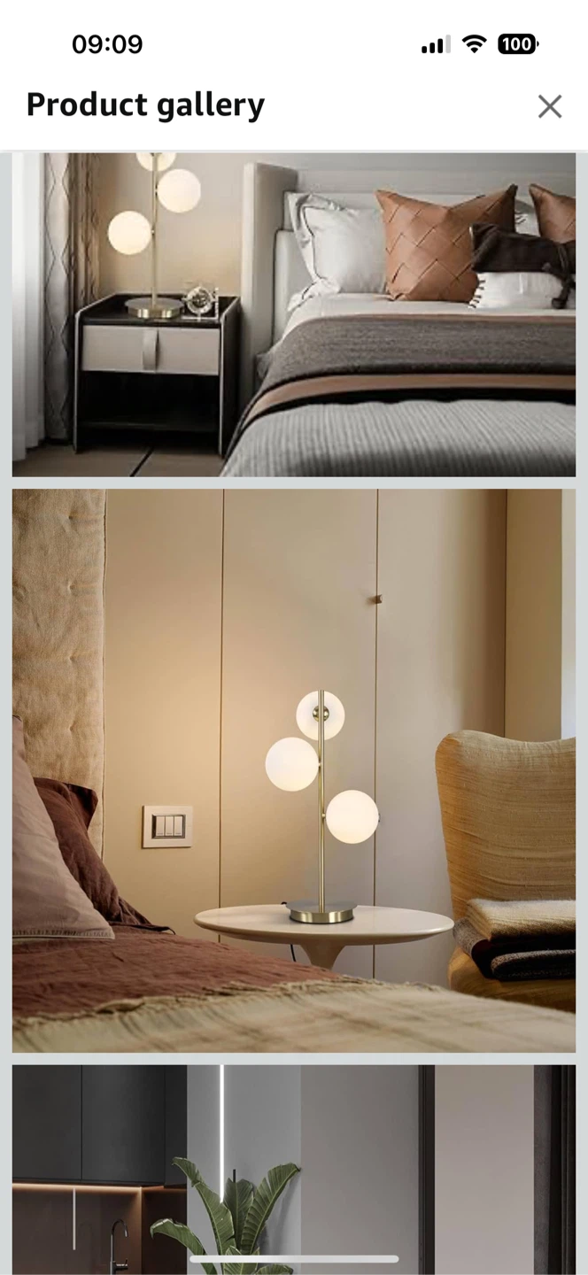 3-Light Brass Metal Bedside Lamp - photo 2