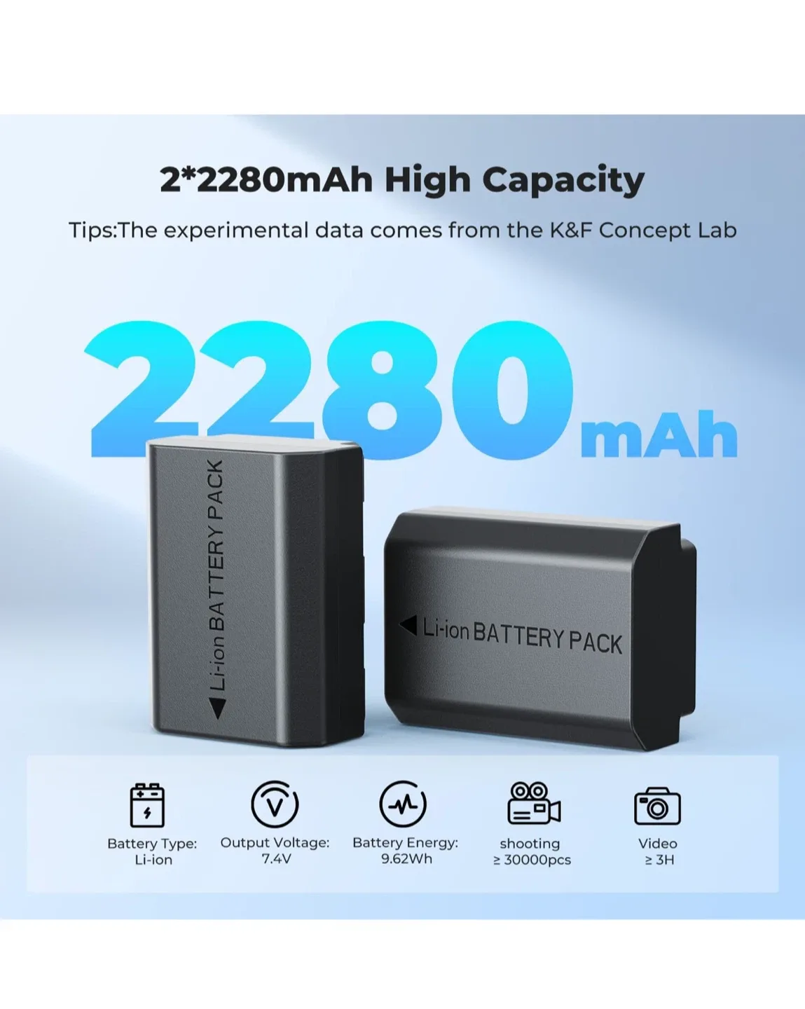 K&F CONCEPT 2280mAh NP-FZ100 Battery image indicator(3)